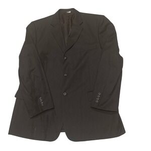 Vtg Retro Mens 42R Black Pinstripe 3 Button Goth Blazer Jacket XL Dark Academia